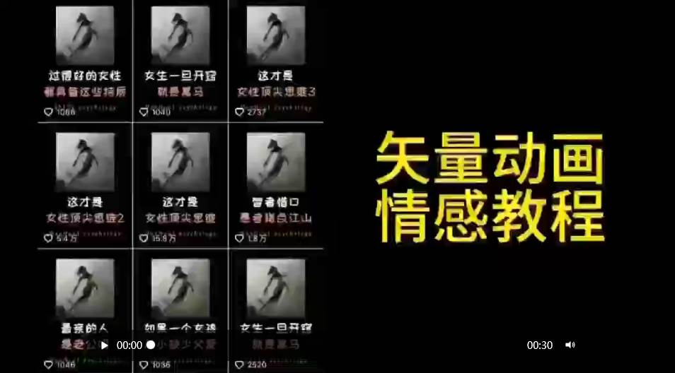 矢量动画情感教程：高点赞涨粉，适合情感、思维、创业教育等赛道-万图副业网