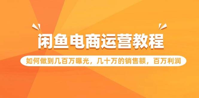 闲鱼电商运营教程：如何做到几百万曝光，几十万的销售额，百万利润-万图副业网