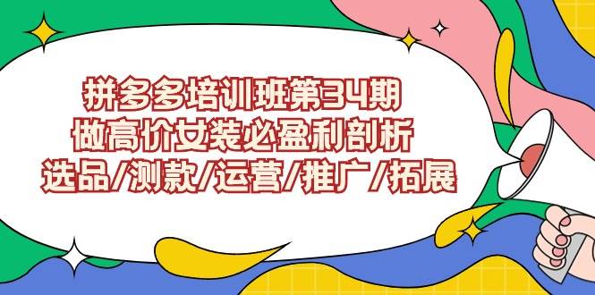 拼多多培训班第34期：做高价女装必盈利剖析  选品/测款/运营/推广/拓展-万图副业网