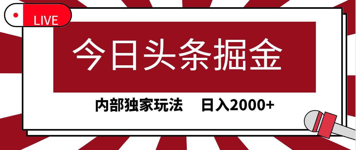 今日头条掘金，30秒一篇文章，内部独家玩法，日入2000+-万图副业网