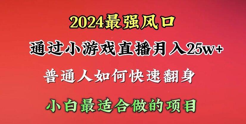 2024年最强风口，通过小游戏直播月入25w+单日收益5000+小白最适合做的项目-万图副业网