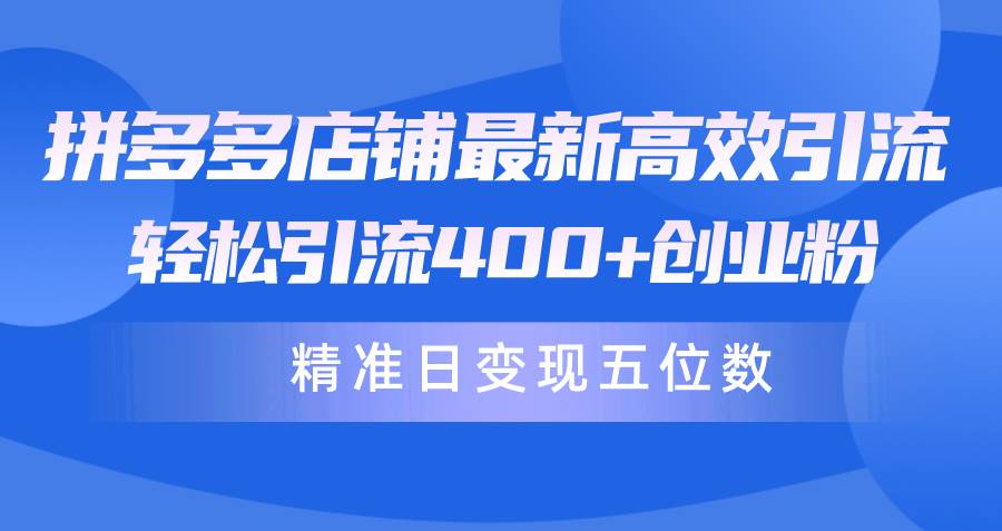 拼多多店铺最新高效引流术，轻松引流400+创业粉，精准日变现五位数！-万图副业网
