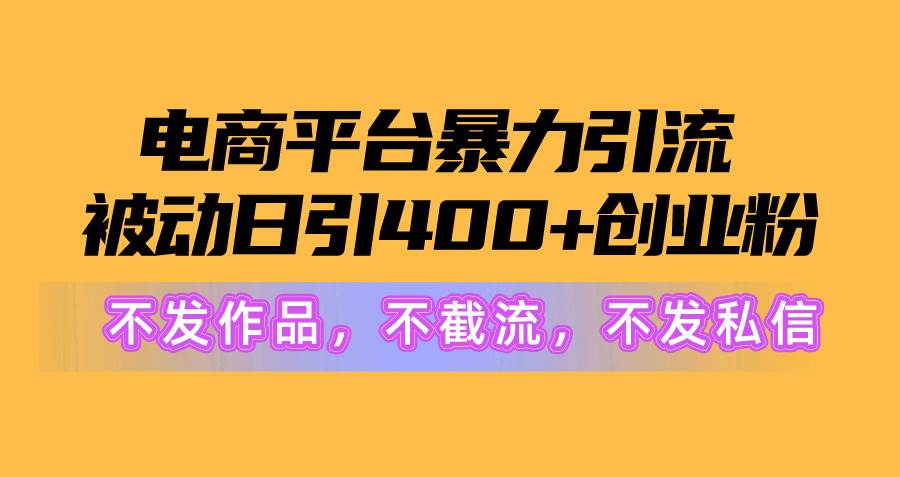 电商平台暴力引流,被动日引400+创业粉不发作品，不截流，不发私信-万图副业网