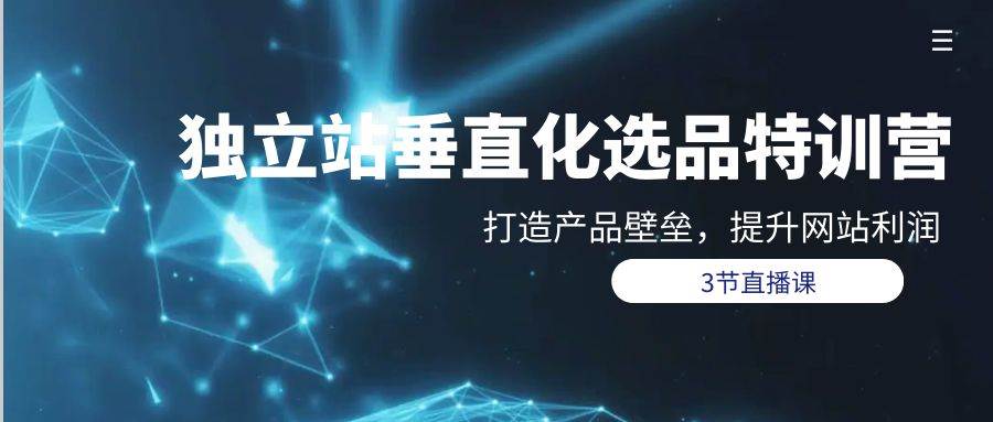 独立站-垂直化选品训练营，打造产品壁垒，提升网站利润（3节直播课）-万图副业网