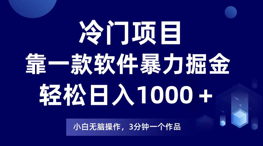 冷门项目，靠一款软件暴力掘金日入1000＋，小白轻松上手第二天见收益-万图副业网