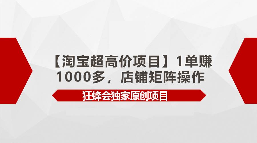 【淘宝超高价项目】1单赚1000多，店铺矩阵操作-万图副业网