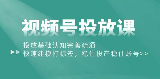 视频号投放课：投放基础认知完善疏通，快速建模打标签，稳住投产稳住账号-万图副业网