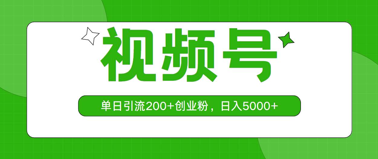 视频号，单日引流200+创业粉，日入5000+-万图副业网