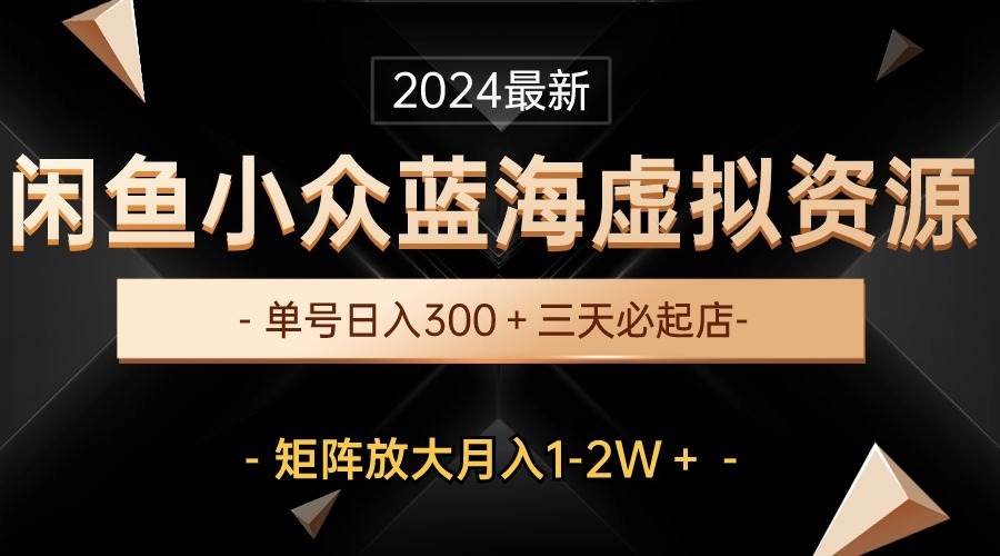 最新闲鱼小众蓝海虚拟资源，单号日入300＋，三天必起店，矩阵放大月入1-2W-万图副业网