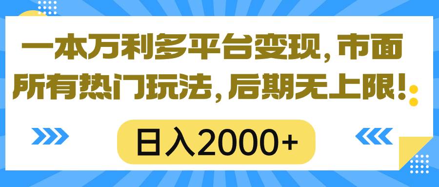 一本万利多平台变现，市面所有热门玩法，日入2000+，后期无上限！-万图副业网