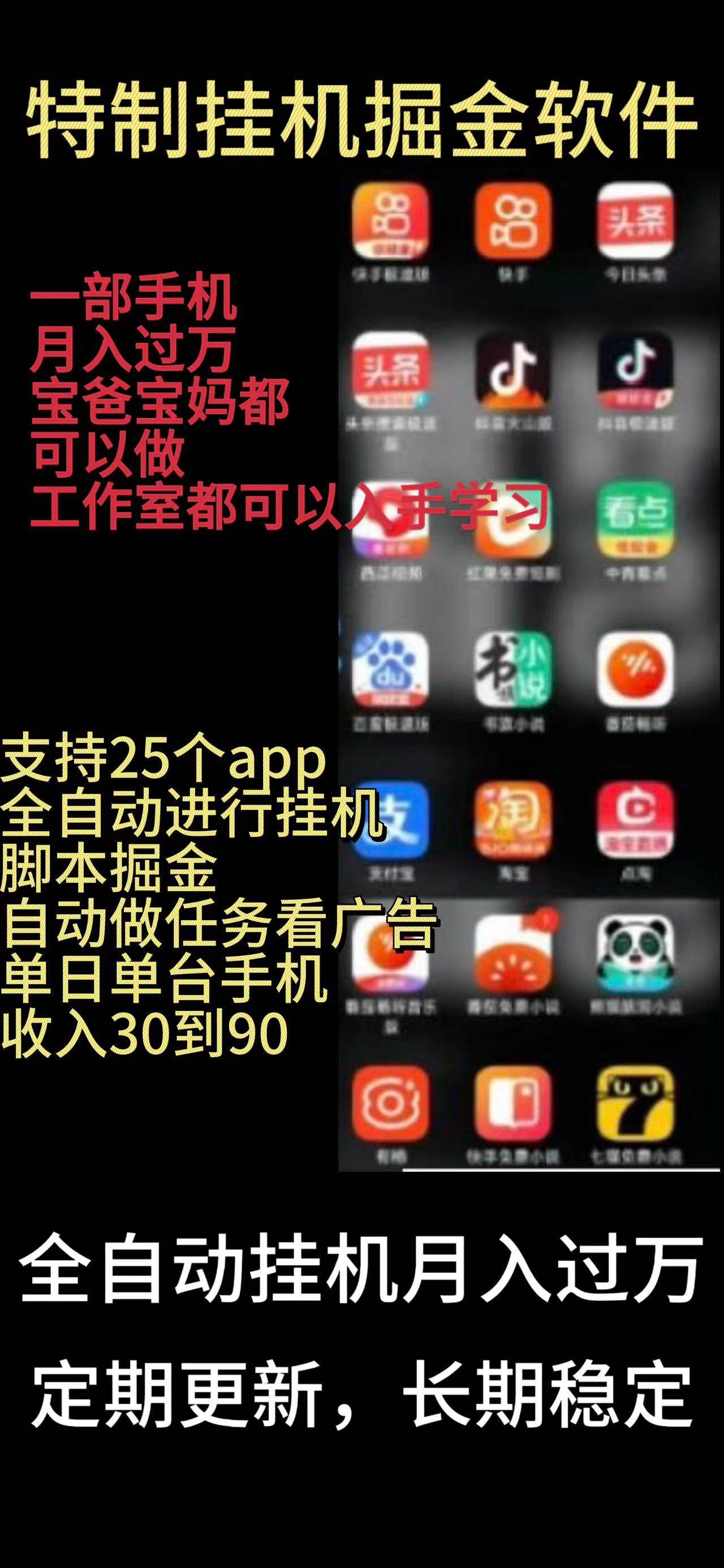 靠挂机月入过万，纯挂机适合宝爸宝妈学生党操作，24小时无脑挂机单机一…-万图副业网