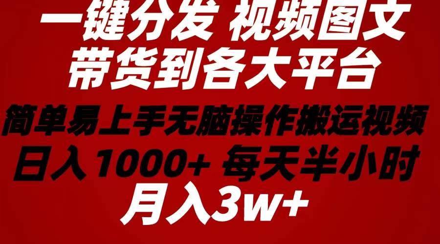 2024年 一键分发带货图文视频  简单易上手 无脑赚收益 每天半小时日入1…-万图副业网