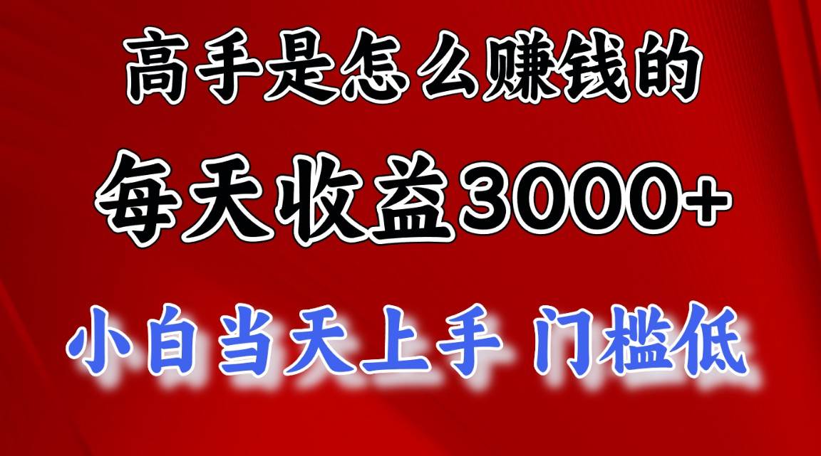 高手是怎么赚钱的，一天收益3000+ 这是穷人逆风翻盘的一个项目，非常稳…-万图副业网