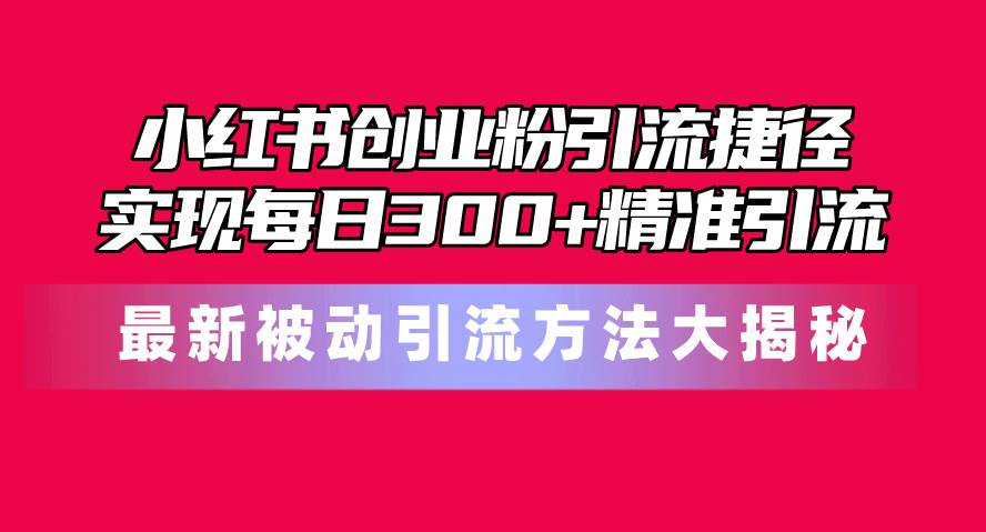 小红书创业粉引流捷径！最新被动引流方法大揭秘，实现每日300+精准引流-万图副业网