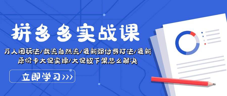 拼多多·实战课：万人团玩法/截流自然流/最新强付费打法/最新原价卡大促..-万图副业网