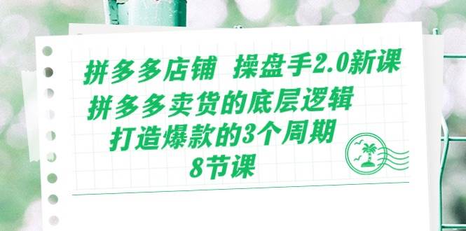 拼多多店铺 操盘手2.0新课，拼多多卖货的底层逻辑，打造爆款的3个周期-8节-万图副业网