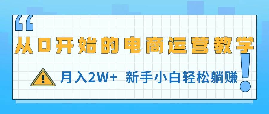 从0开始的电商运营教学，月入2W+，新手小白轻松躺赚-万图副业网