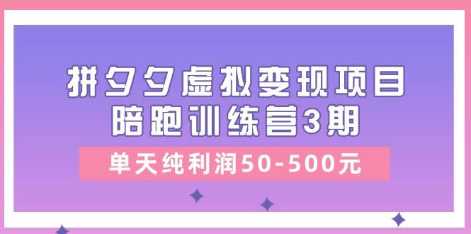 某收费培训《拼夕夕虚拟变现项目陪跑训练营3期》单天纯利润50-500元-万图副业网