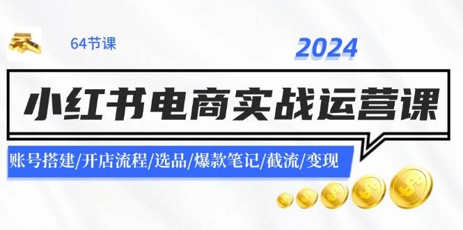 2024小红书电商实战运营课：账号搭建/开店流程/选品/爆款笔记/截流/变现-万图副业网