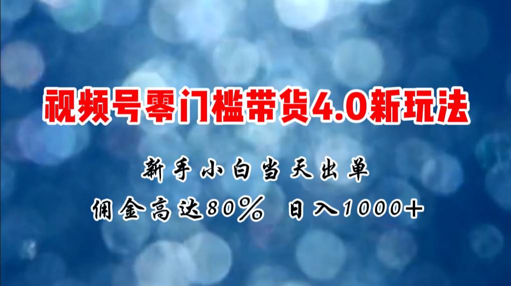 微信视频号零门槛带货4.0新玩法，新手小白当天见收益，日入1000+-万图副业网