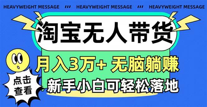 淘宝无人带货3.0高收益玩法，月入3万+，无脑躺赚，新手小白可落地实操-万图副业网