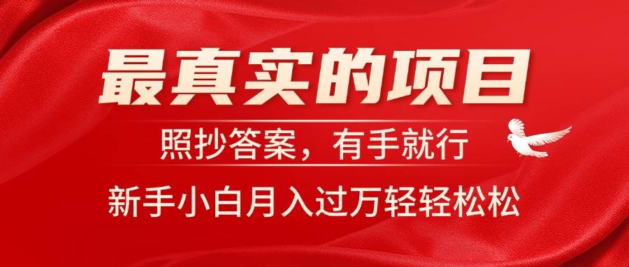 最真实的项目，照抄答案，有手就行，新手小白月入过万轻轻松松-万图副业网