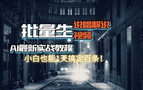 【AI最新实战教程】日入600+,批量生成说唱解说视频,小白也能1天搞定百条-万图副业网
