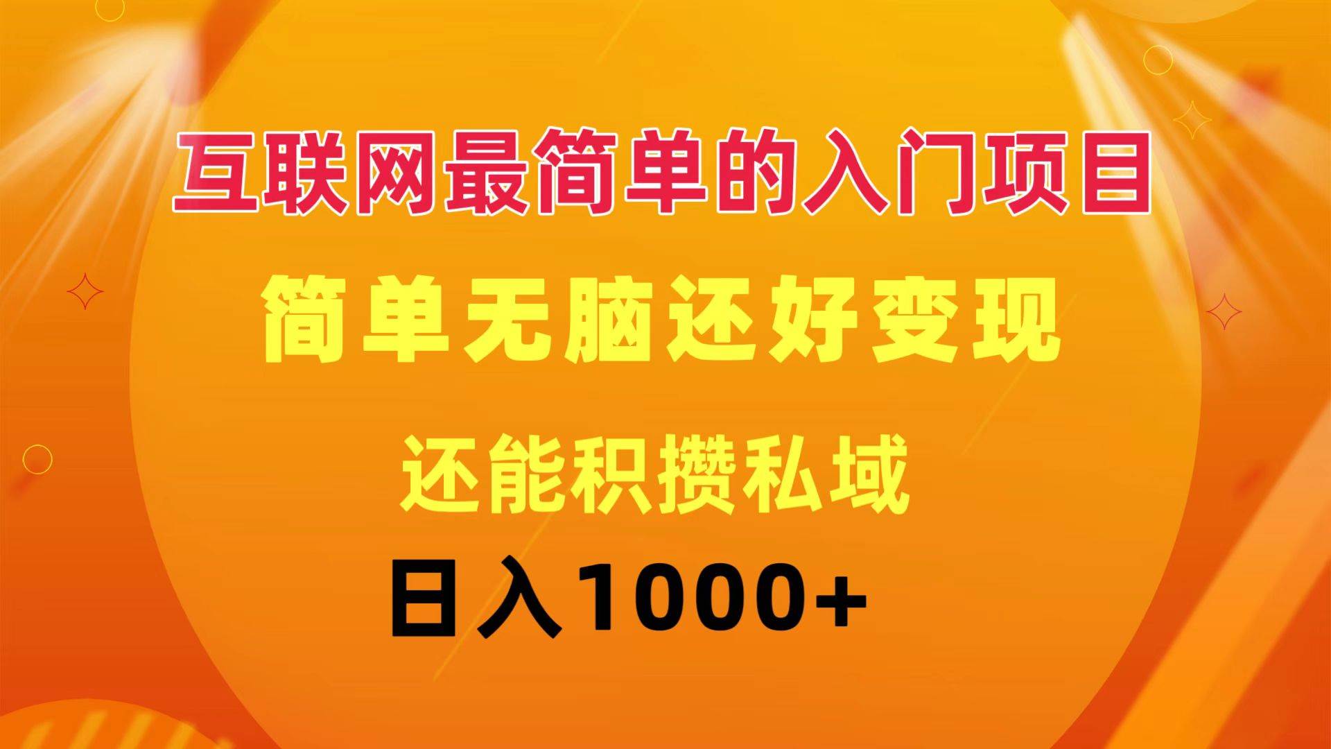 互联网最简单的入门项目：简单无脑变现还能积攒私域一天轻松1000+-万图副业网