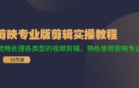 剪映专业版剪辑实操教程:流畅处理各类型的视频剪辑,熟练使用剪映专业版-万图副业网