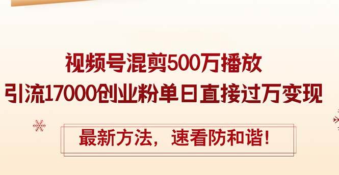 精华帖视频号混剪500万播放引流17000创业粉，单日直接过万变现，最新方…-万图副业网