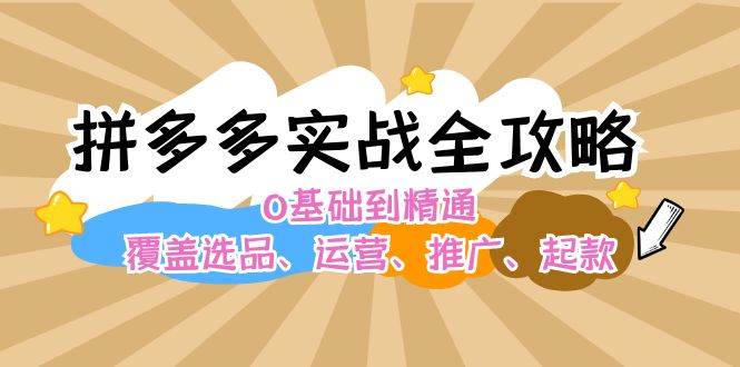 拼多多实战全攻略：0基础到精通，覆盖选品、运营、推广、起款-万图副业网