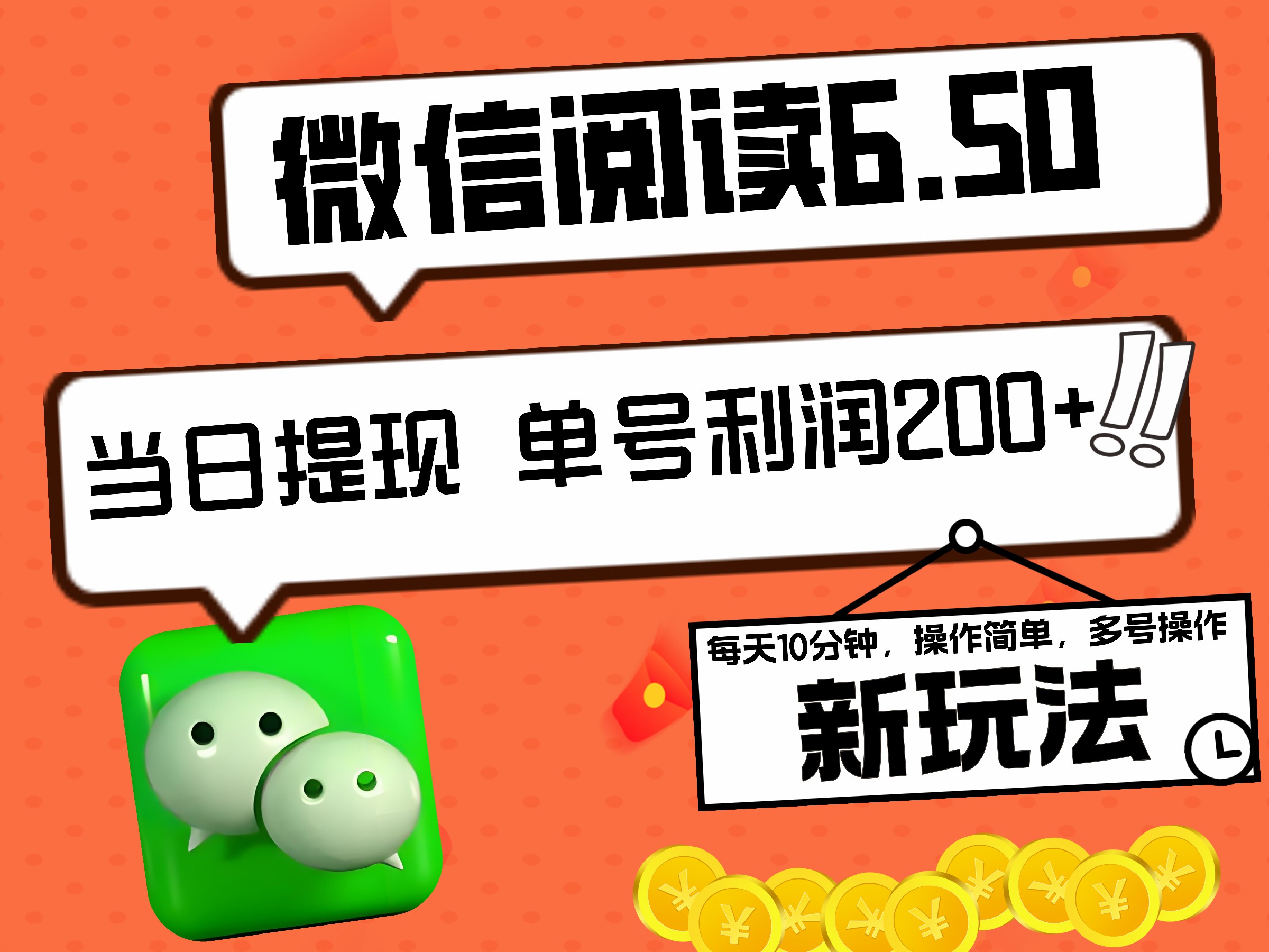 2024最新微信阅读6.50新玩法，5-10分钟 日利润200+，0成本当日提现，可矩阵多号操作-万图副业网