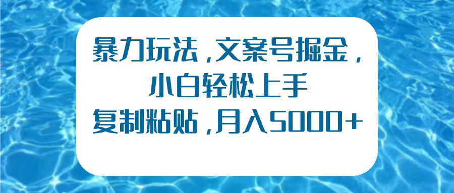 暴力玩法，文案号掘金，小白轻松上手，复制粘贴，月入5000+-万图副业网