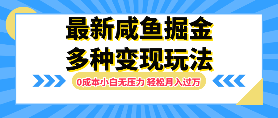 最新咸鱼掘金玩法，更新玩法，0成本小白无压力，多种变现轻松月入过万-万图副业网