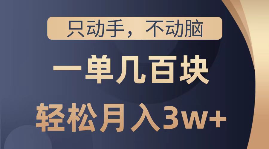 只动手不动脑，一单几百块，轻松月入2w+，看完就能直接操作，详细教程-万图副业网