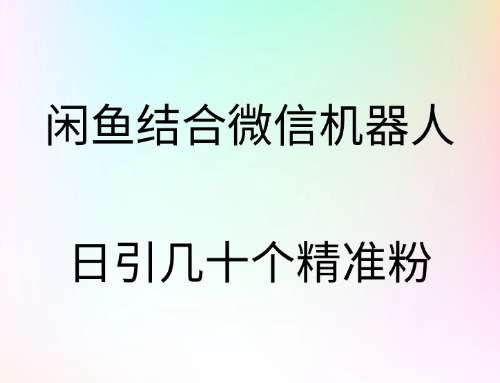 闲鱼结合微信机器人，日引几十个精准粉-万图副业网
