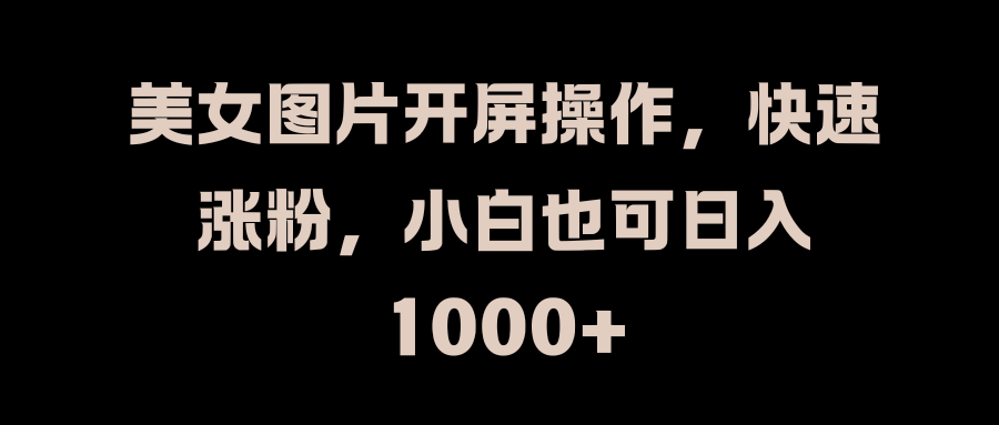 美女图片开屏操作，快速涨粉，小白也可日入1000+-万图副业网