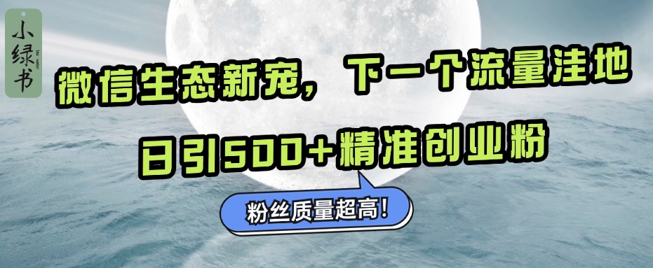 微信生态新宠小绿书：下一个流量洼地，粉丝质量超高，日引500+精准创业粉，-万图副业网