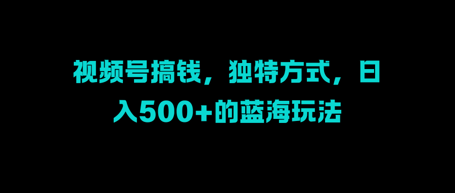 视频号搞钱，独特方式，日入500+的蓝海玩法-万图副业网