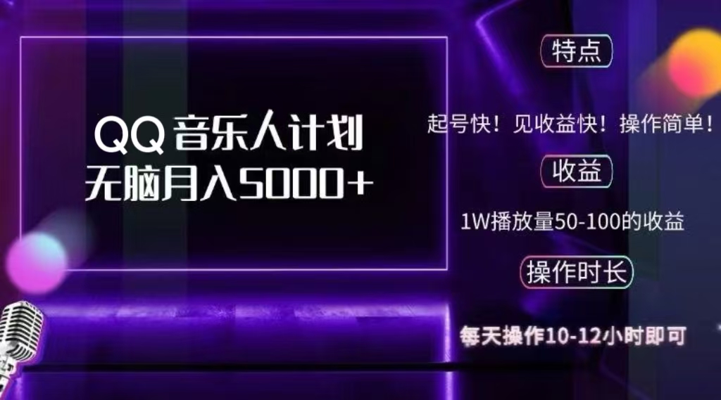 2024 QQ音乐人计划，轻松月入5000+，纯无脑操作，可批量放大操作-万图副业网