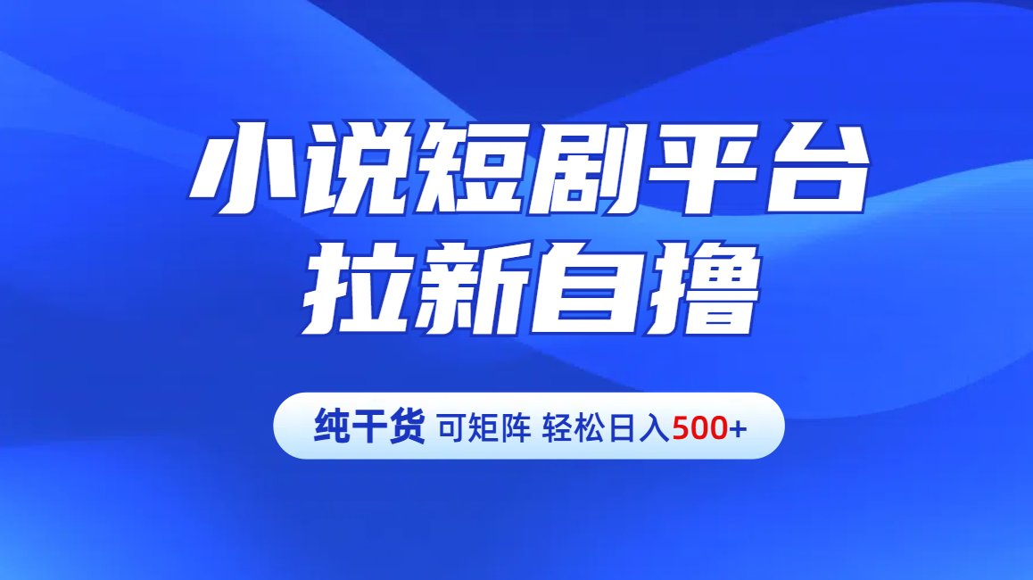 【纯干货】小说短剧平台拉新自撸玩法详解-单人轻松日入500+-万图副业网