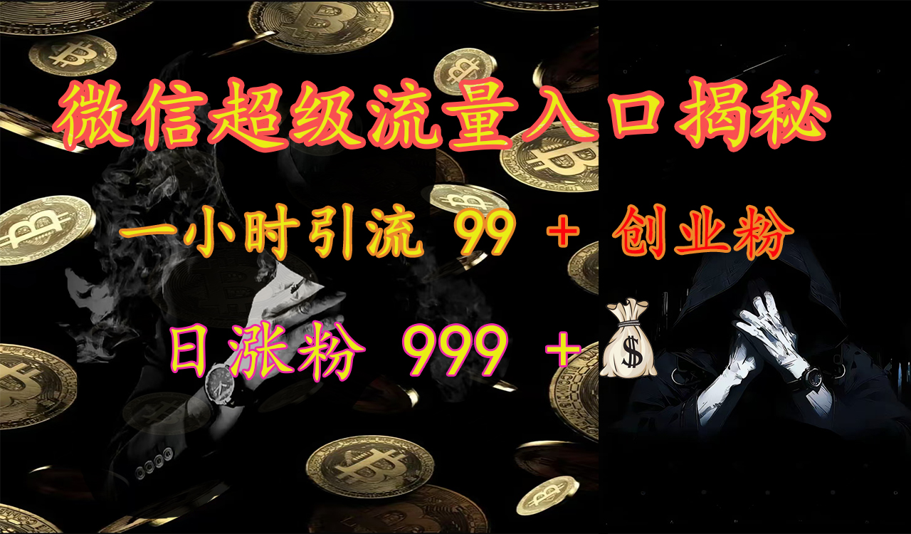 微信超级流量入口揭秘：一小时引流 99 + 创业粉，日涨粉 999 +【揭秘】-万图副业网