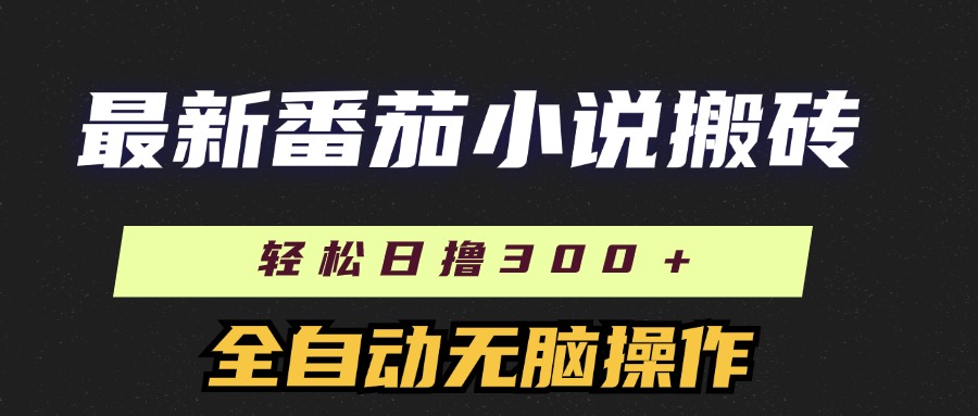 最新番茄小说搬砖，日撸300＋！全自动操作，可矩阵放大！-万图副业网