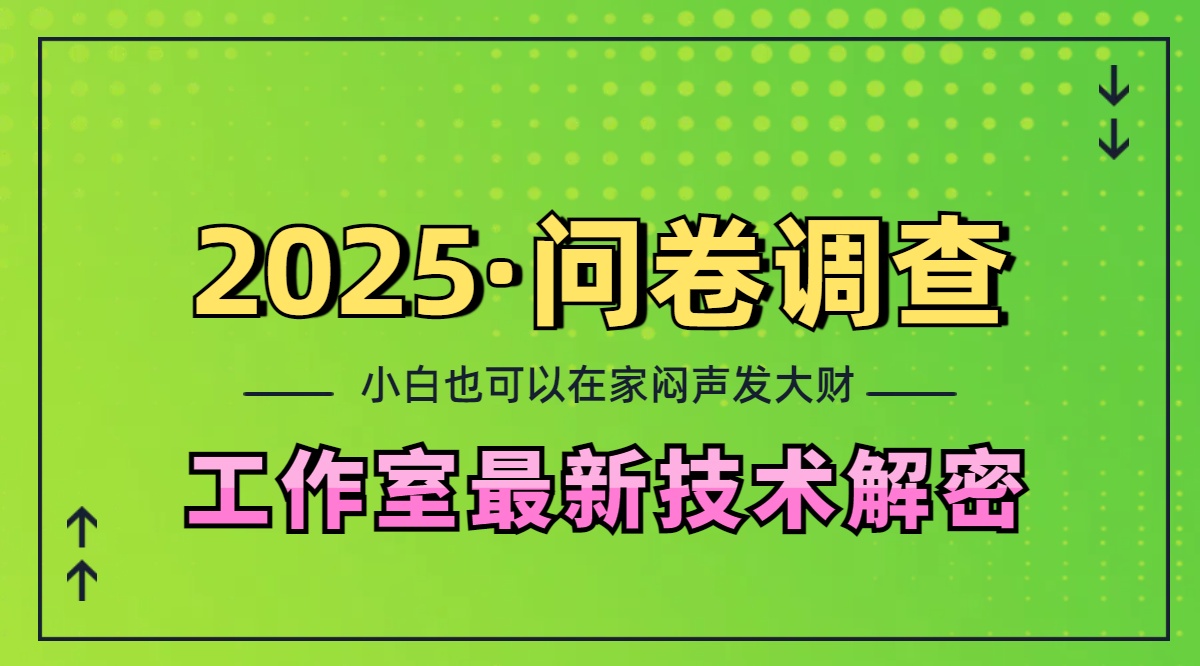 2025《问卷调查》最新工作室技术解密：一个人在家也可以闷声发大财，小白一天200+，可矩阵放大-万图副业网