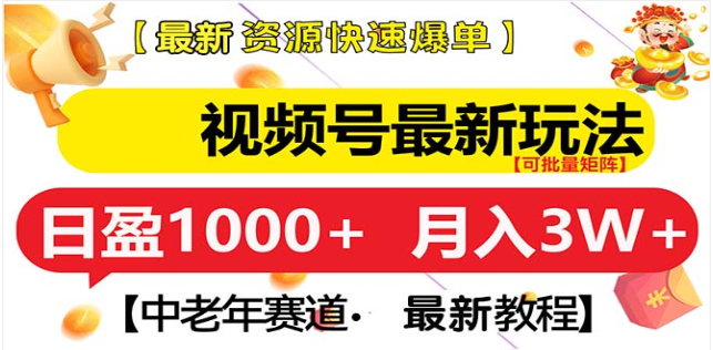 视频号独家玩法，老年养生赛道，无脑搬运爆款视频，日入1000+-万图副业网