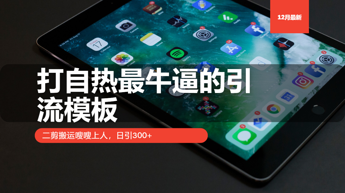 打自热最牛逼的引流模板，日引300+，二剪搬运嗖嗖上人-万图副业网