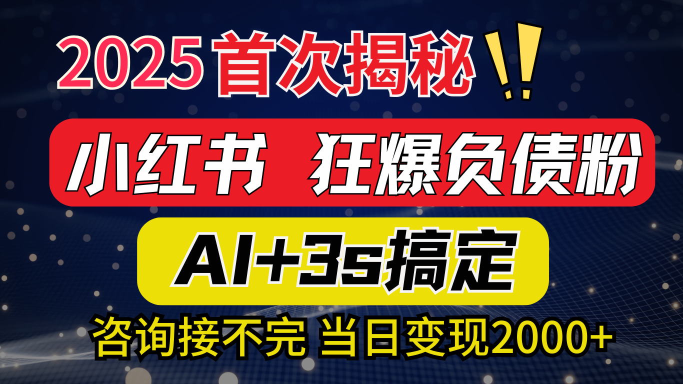 2025引流天花板：最新小红书狂暴负债粉思路，咨询接不断，当日入2000+-万图副业网