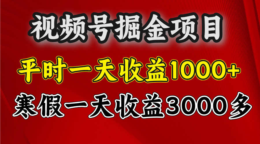 视频号掘金项目，寒假一天收益3000多-万图副业网
