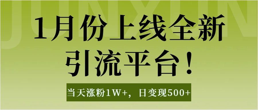 1月上线全新引流平台，当天涨粉1W+，日变现500+工具无脑涨粉，解放双手操作简单-万图副业网