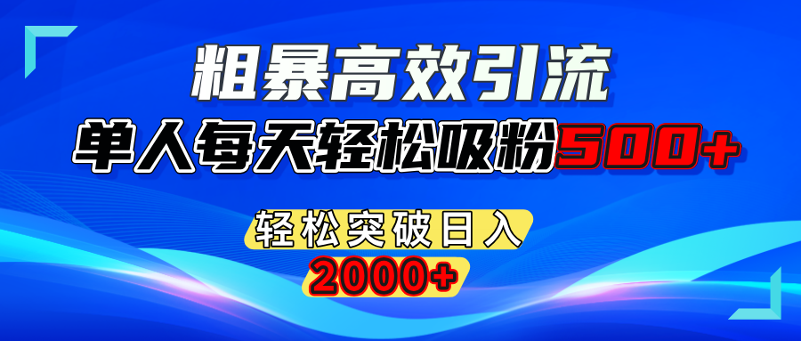 粗暴高效引流,单人每天轻松吸粉500+,轻松突破日入2000+-万图副业网